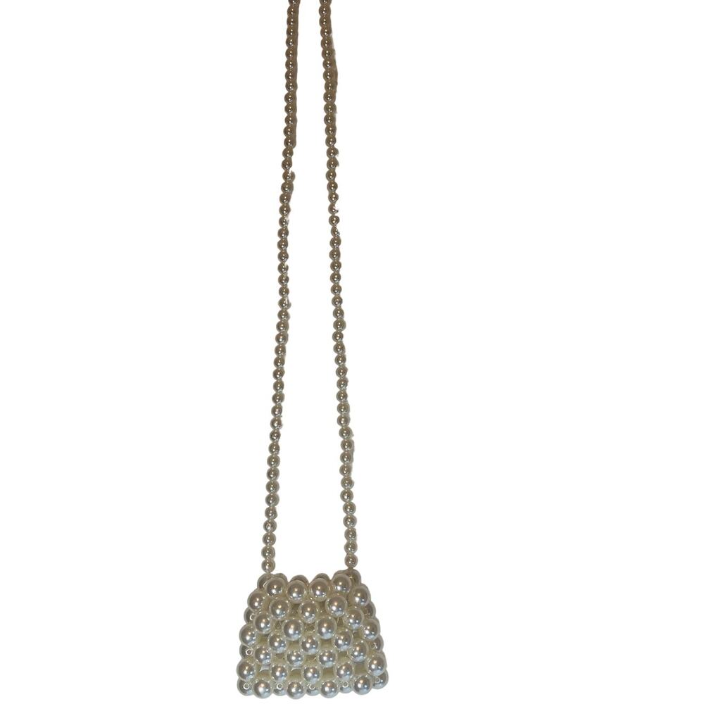 Mini Faux Pearl Beaded Statement Crossbody Purse Bag